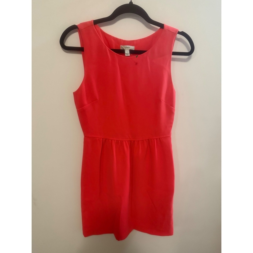 J.Crew Coral Pink Sleeveless Pleated Mini Dress Size 2 Round Neck Summer Event